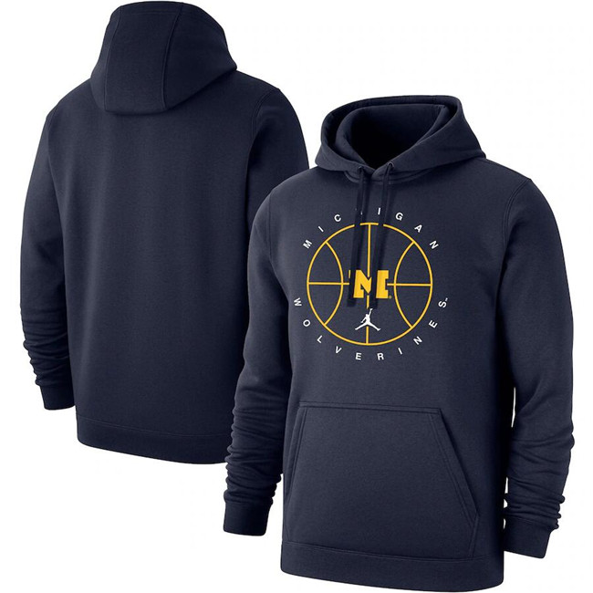 Men's Michigan Wolverines Navy Basketball Icon Club Fleece Pullover Hoodie